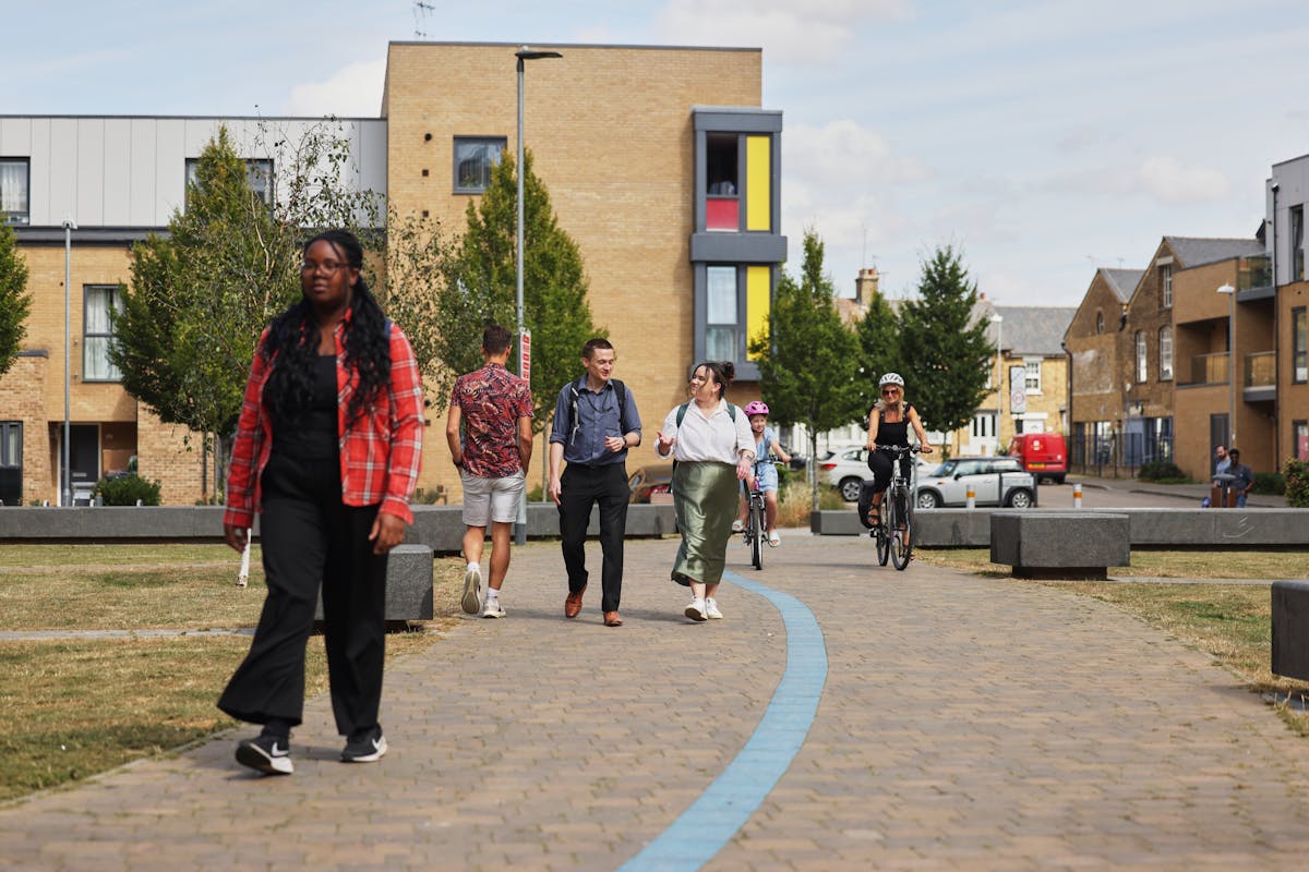 Collection of people walking and cycling