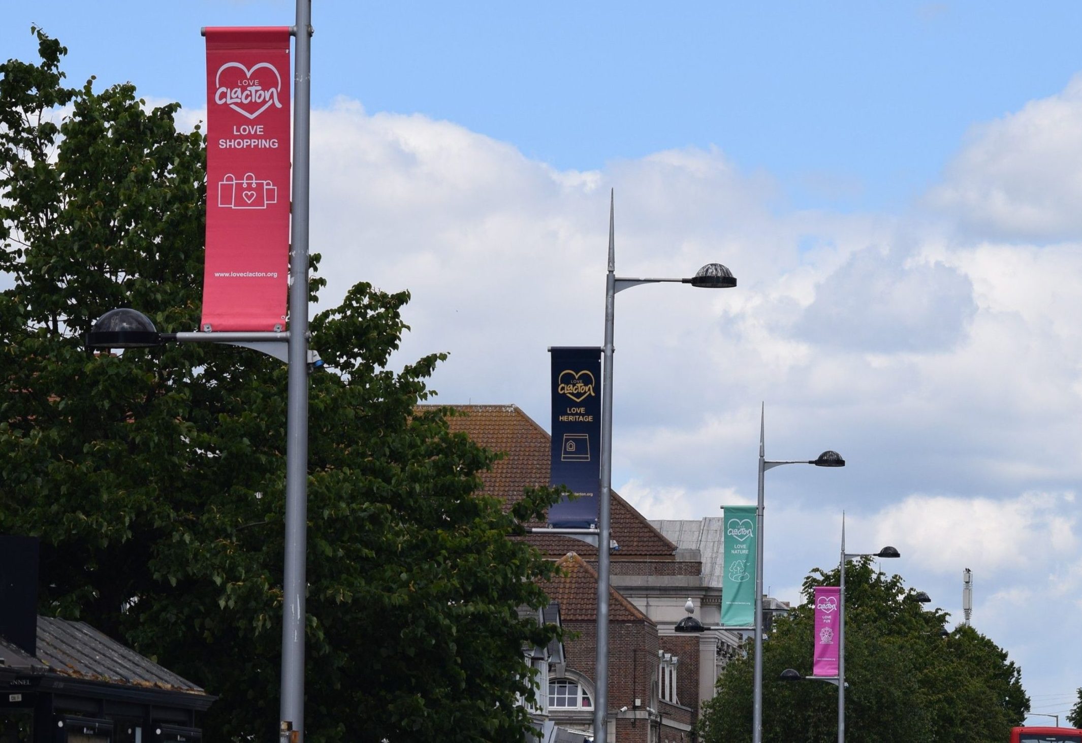 Love Clacton banners attached to streetlights