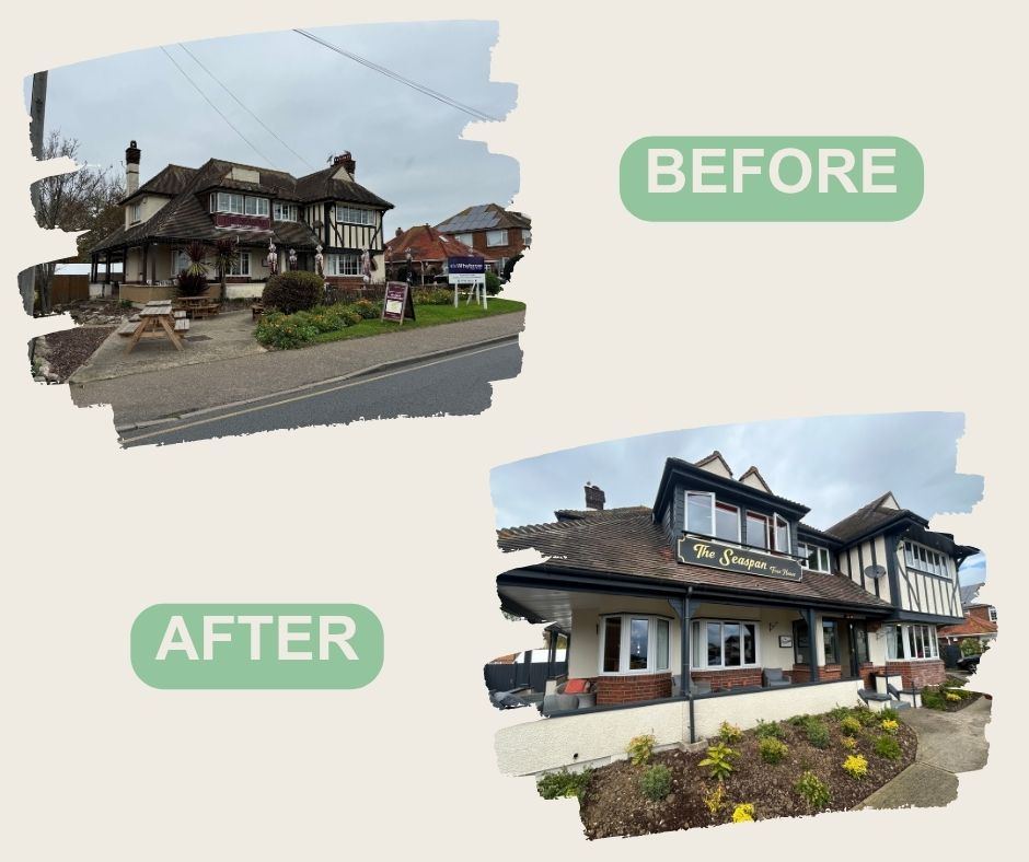 Before and after images of The Seaspan in Wash Lane, Clacton