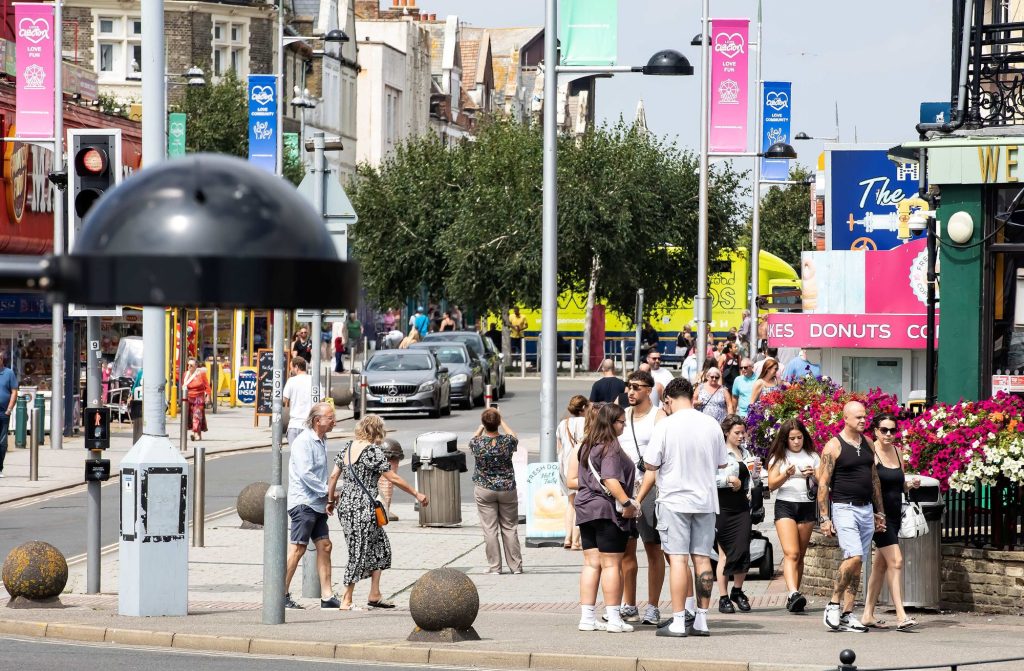 Busy Clacton town centre in the summer