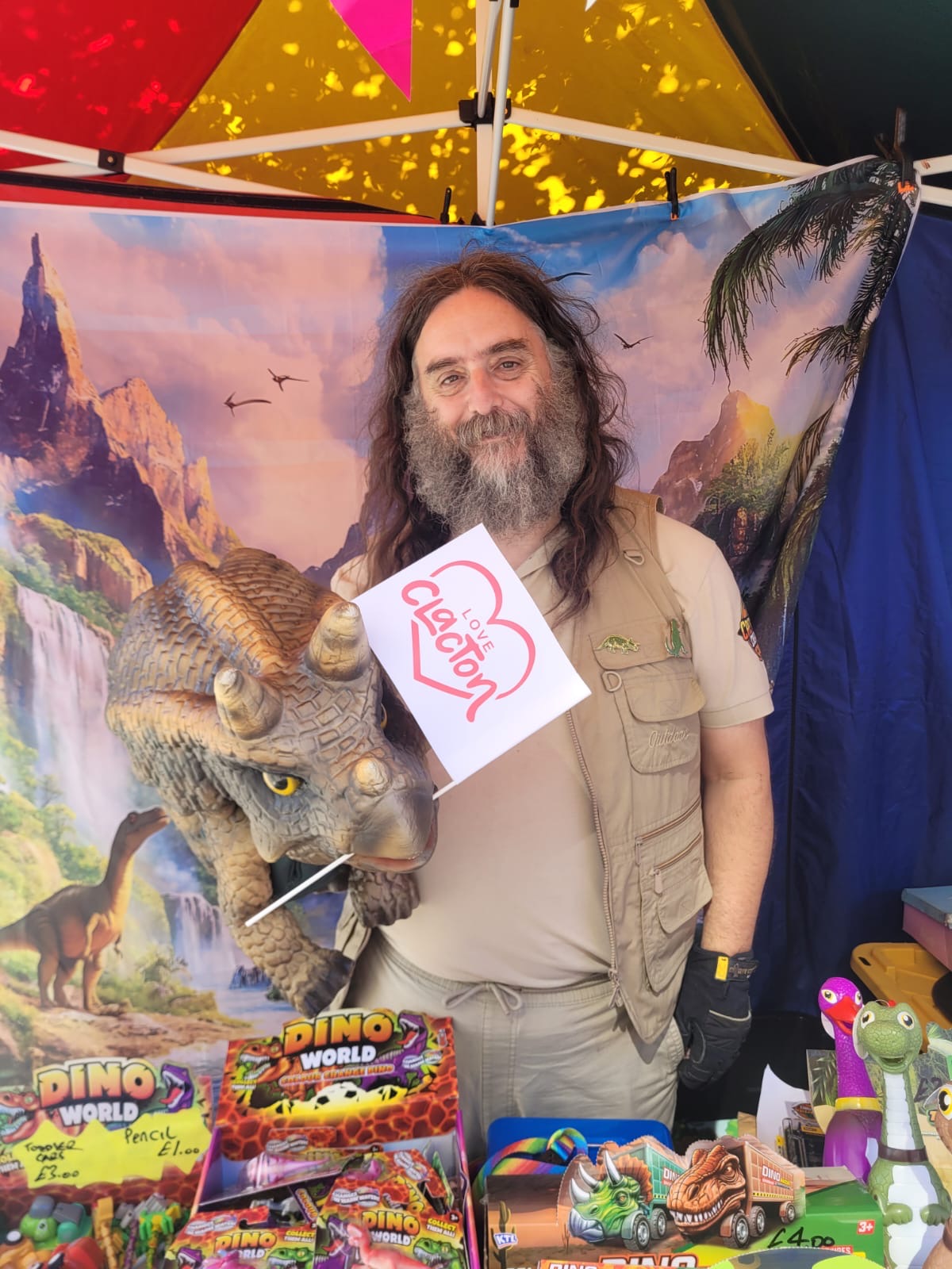 Bearded man with Love Clacton flag